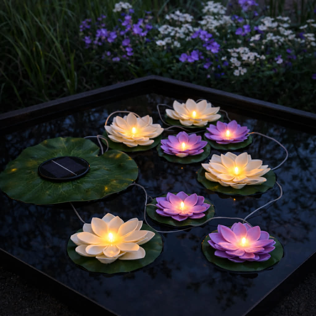 Lotus-Kette mit Solar - 8 Blüten