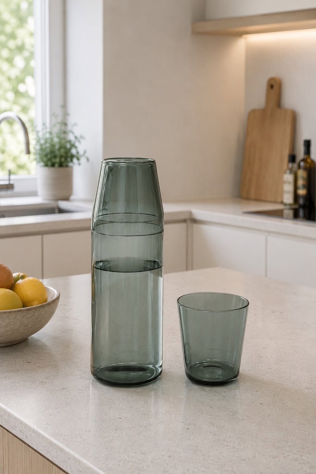 Nine Milk Glas + Karaffe - GREY