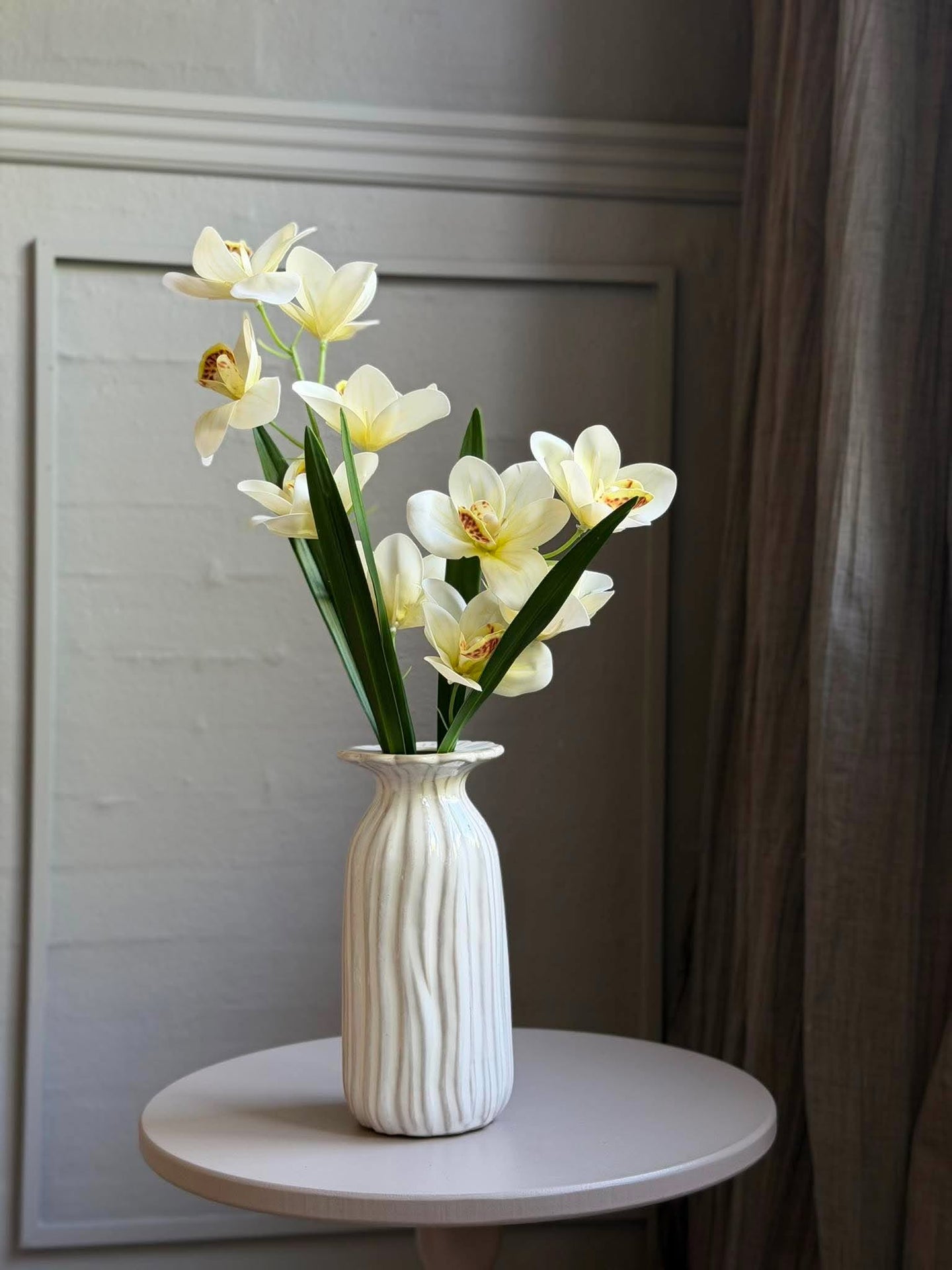 Orchideenstiel - 43 cm Weiß / Gelb