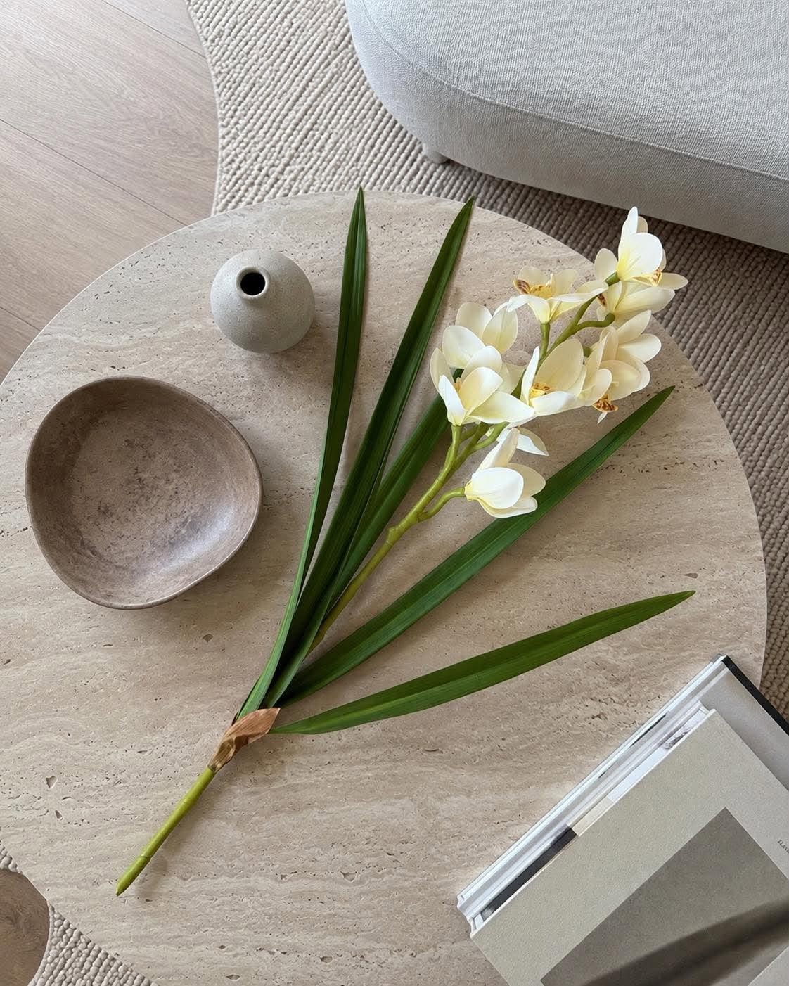 Orchideenstiel - 78 cm weiß / gelb