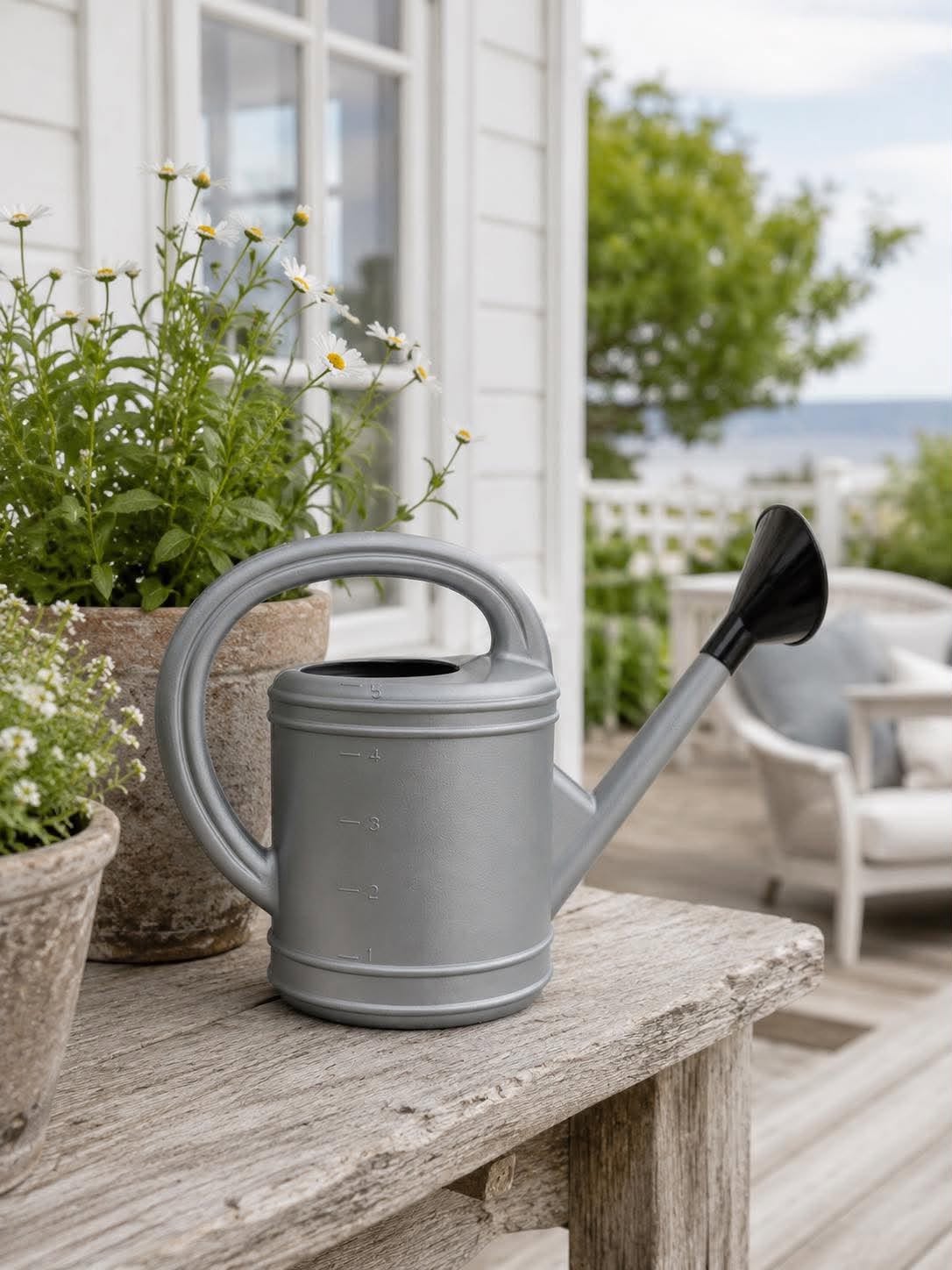 Gießkanne 5 Liter – Silber – stilvolles Aussehen