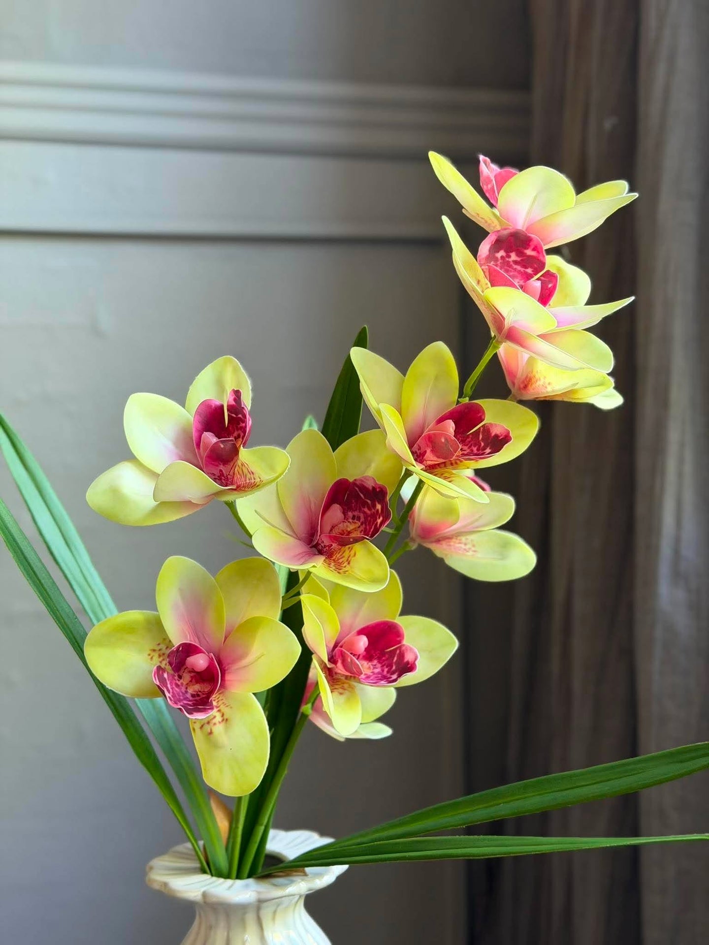 Orchideenstiel - 43 cm Rosa / Gelb