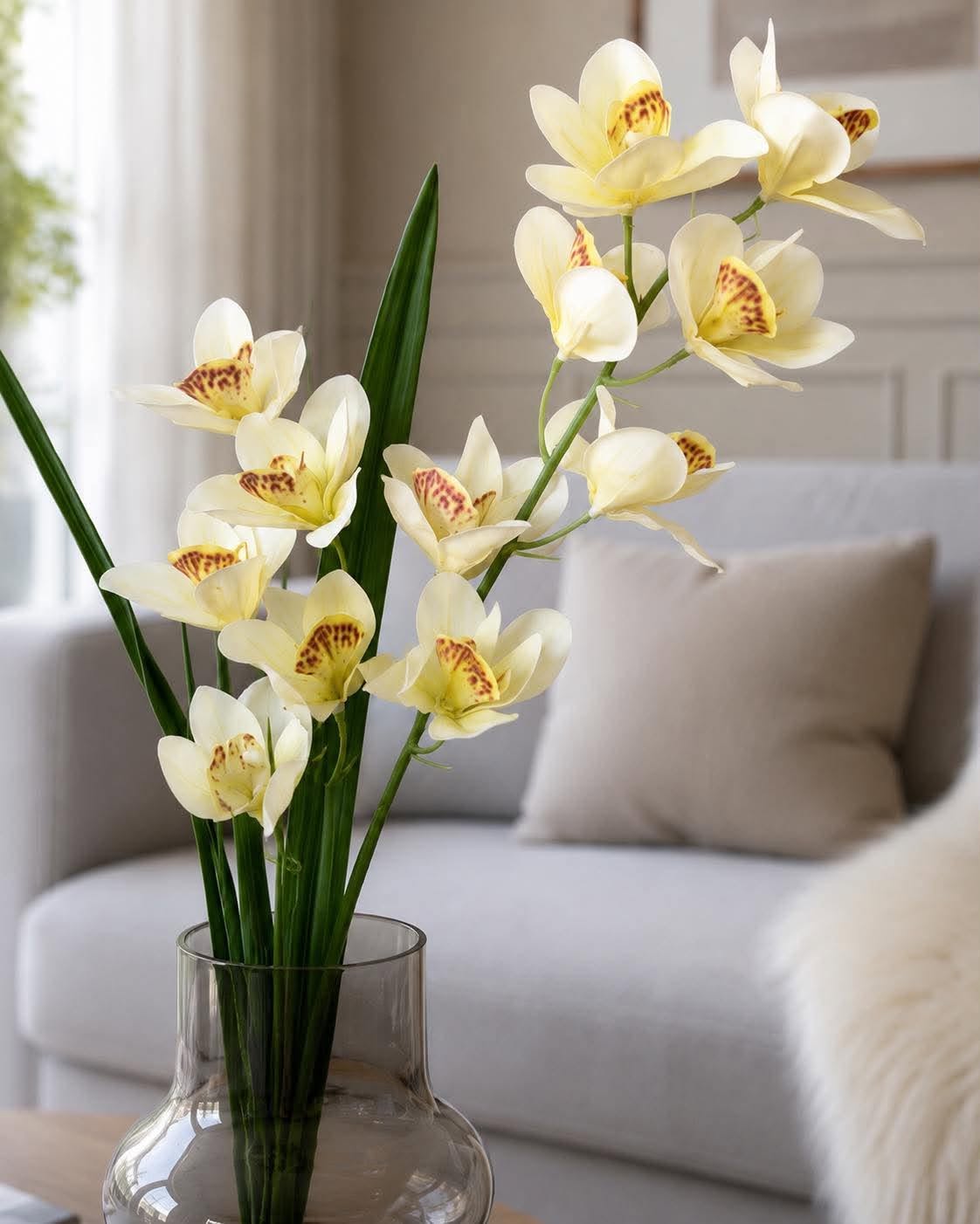Orchideenstiel - Weiß / Gelb