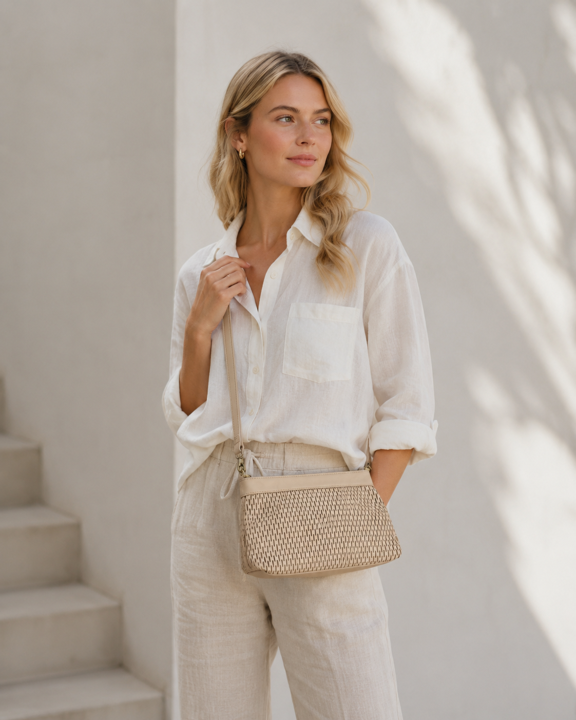 Clutch mit perforiertem Muster - Sand