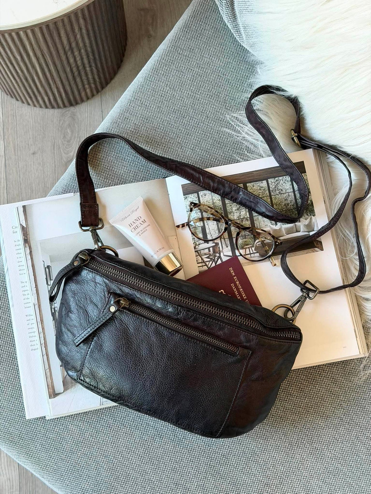 Gürteltasche Washed cow - Dunkelbraun