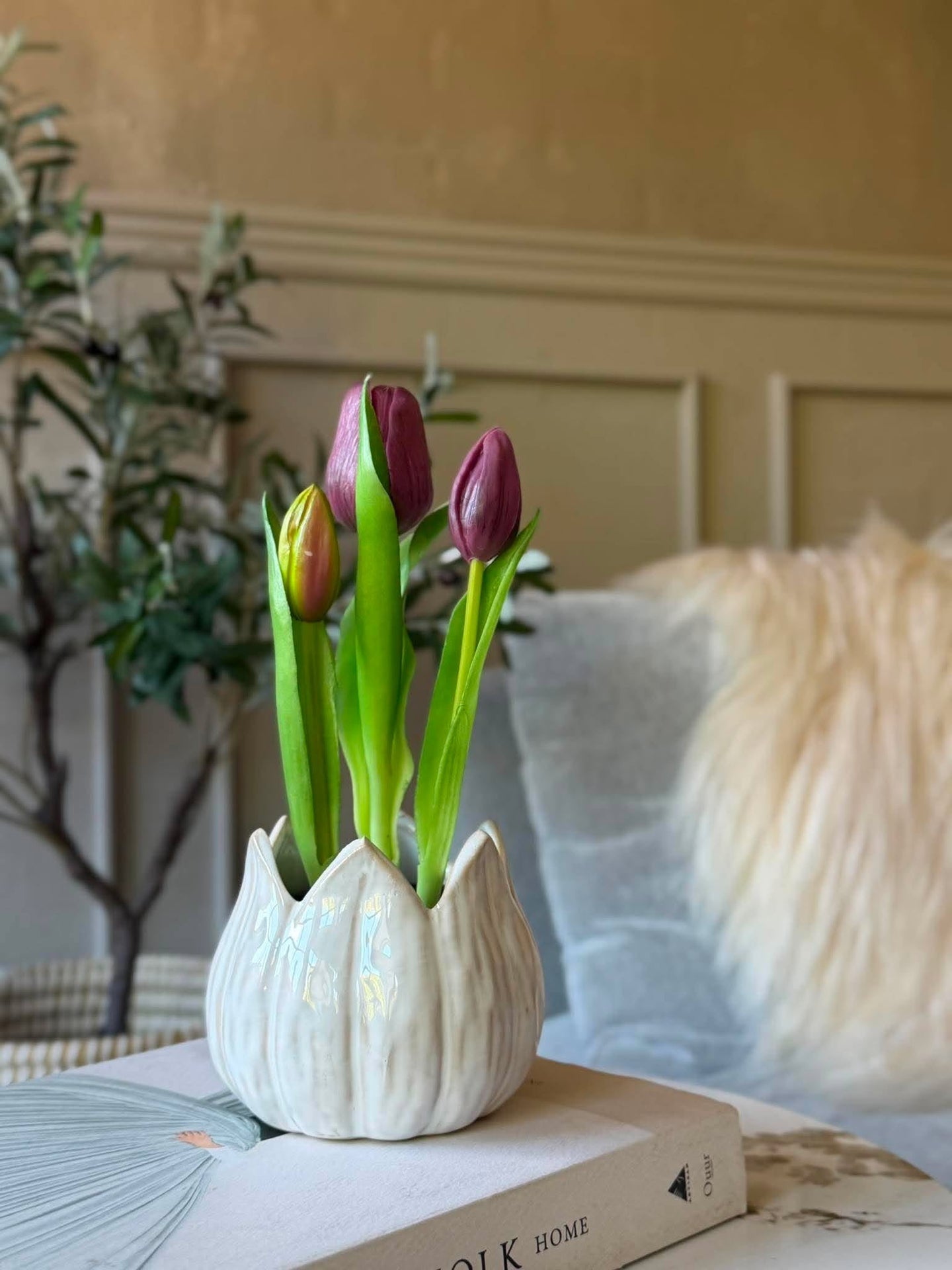 Tulpe im Topf - Lila mit 3 Blüten