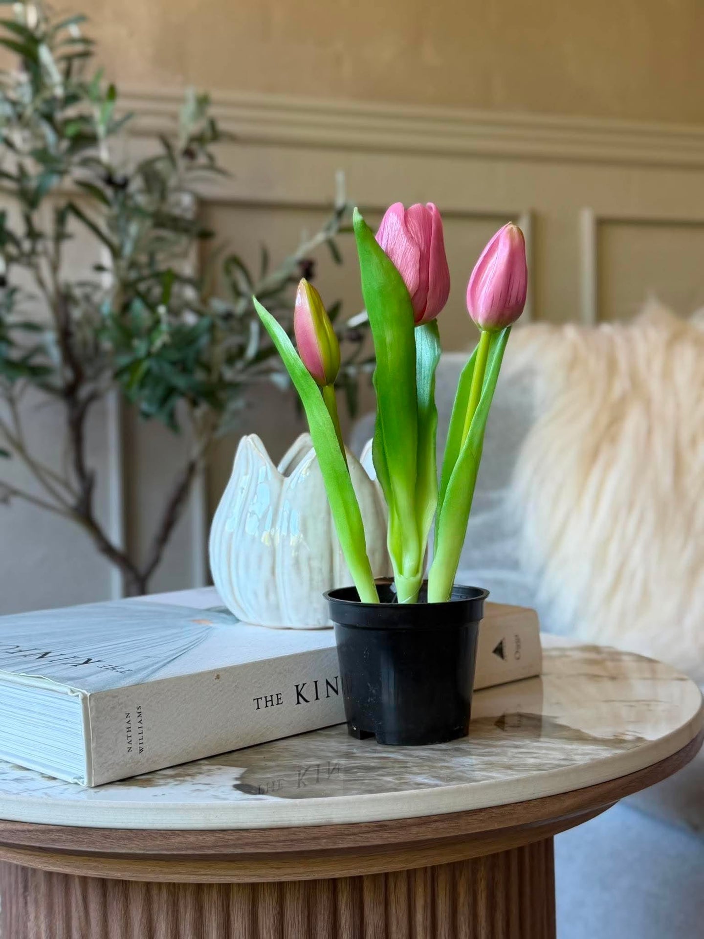 Tulpe im Topf - Rosa mit 3 Blüten