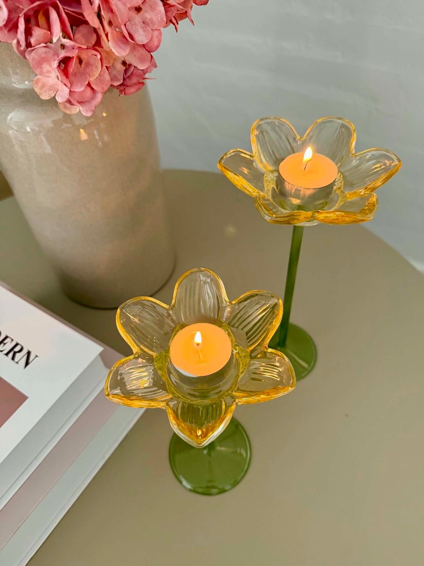 Teelichthalter Blume - Gelb