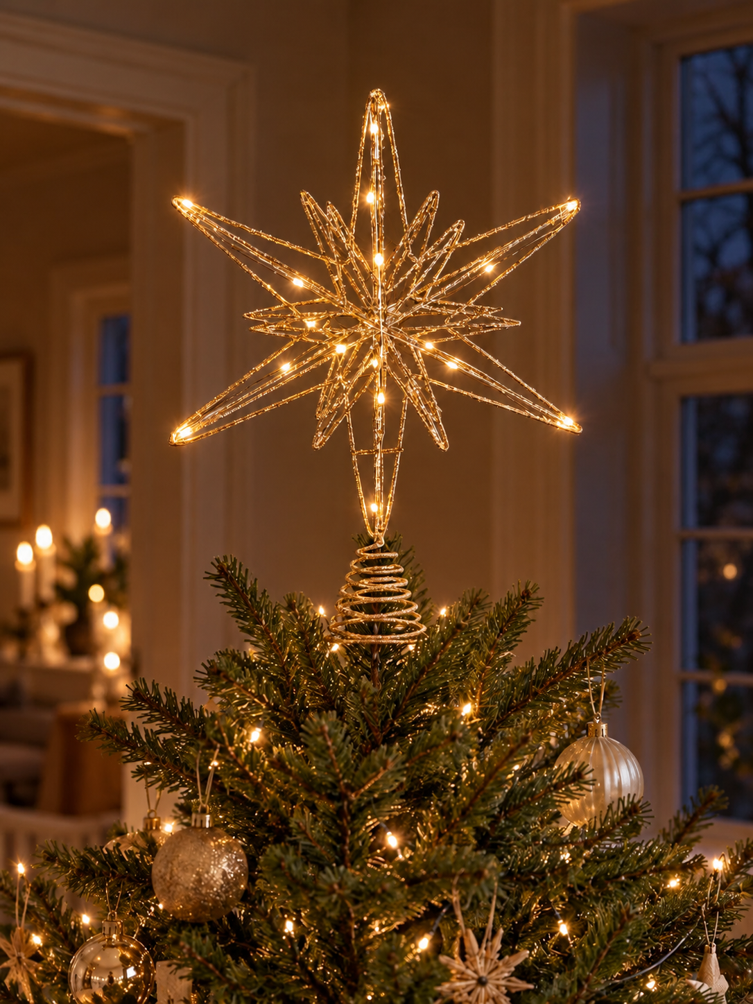 Stern mit 20 LED-Lichtern – Champagner-Gold