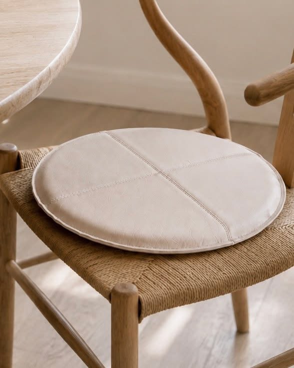 Kissen aus Leder - Beige Dia 38cm