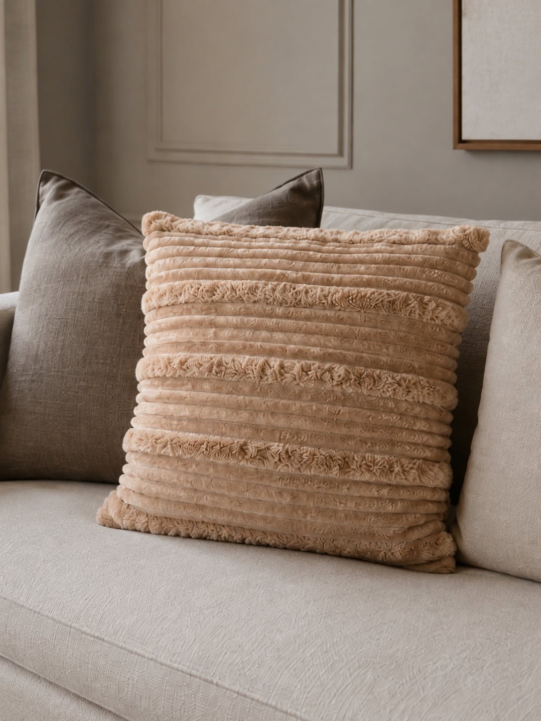 Kissen mit Füllung 45x45 cm - Beige