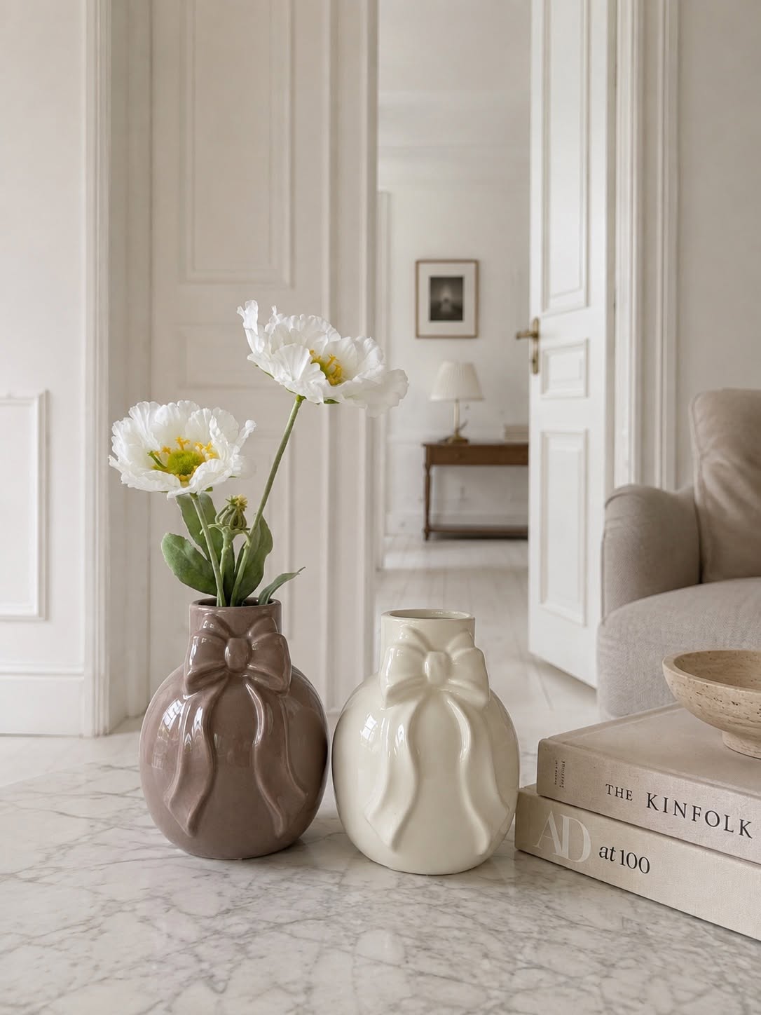 Vase mit Schleife - Old Rose