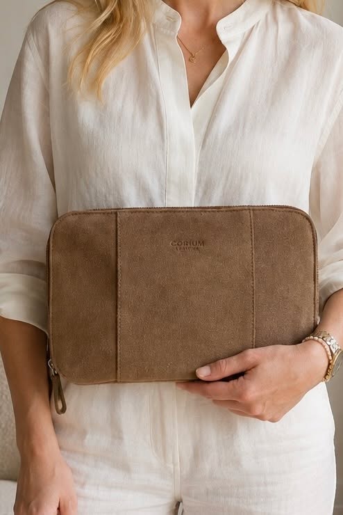 Clutch Wildleder Camel