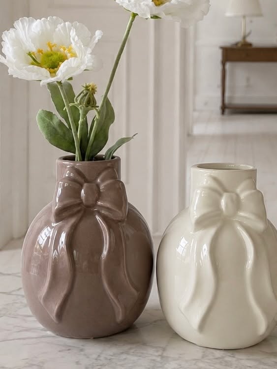 Vase mit Schleife - Old Rose