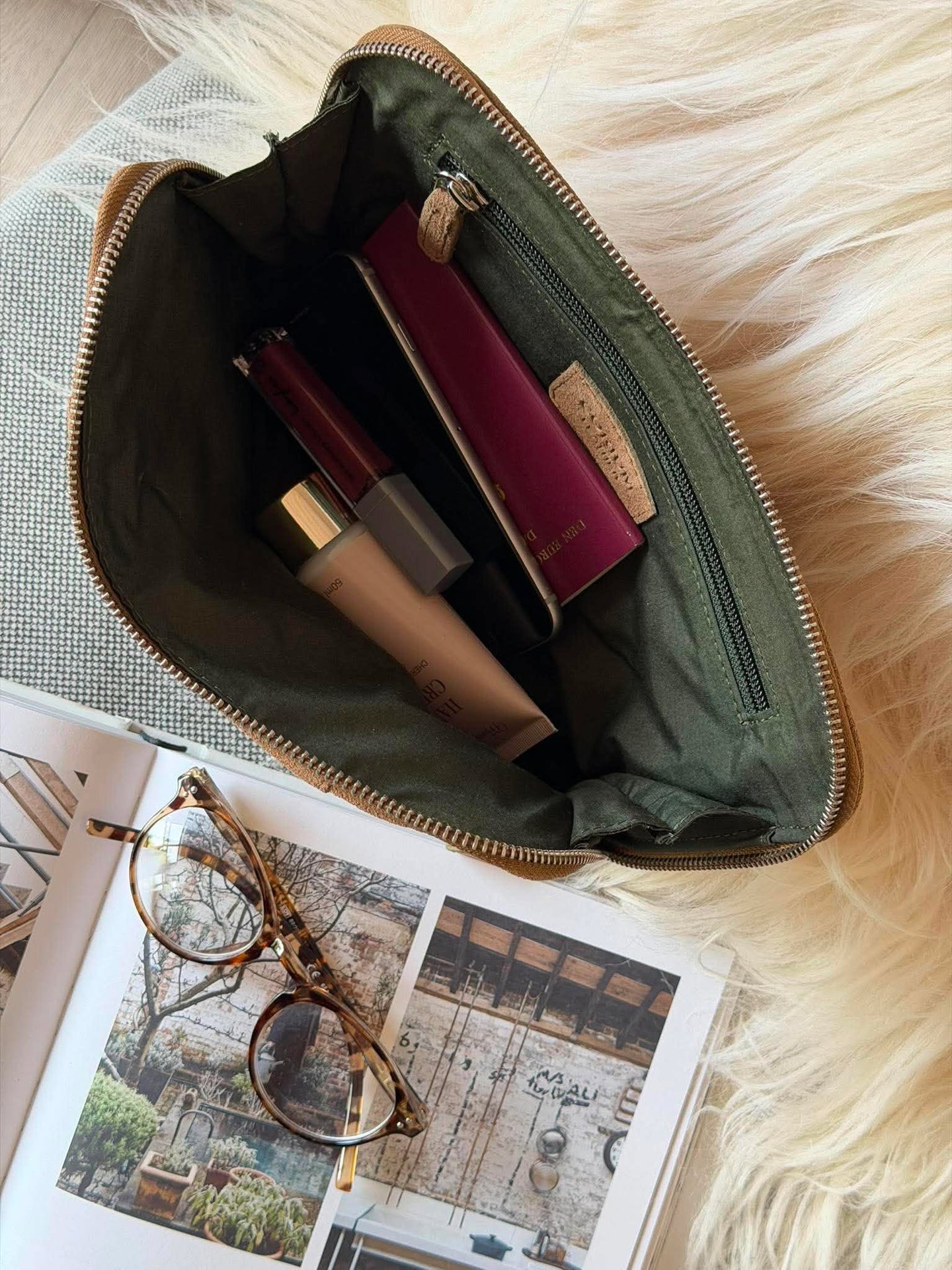Clutch Wildleder Camel