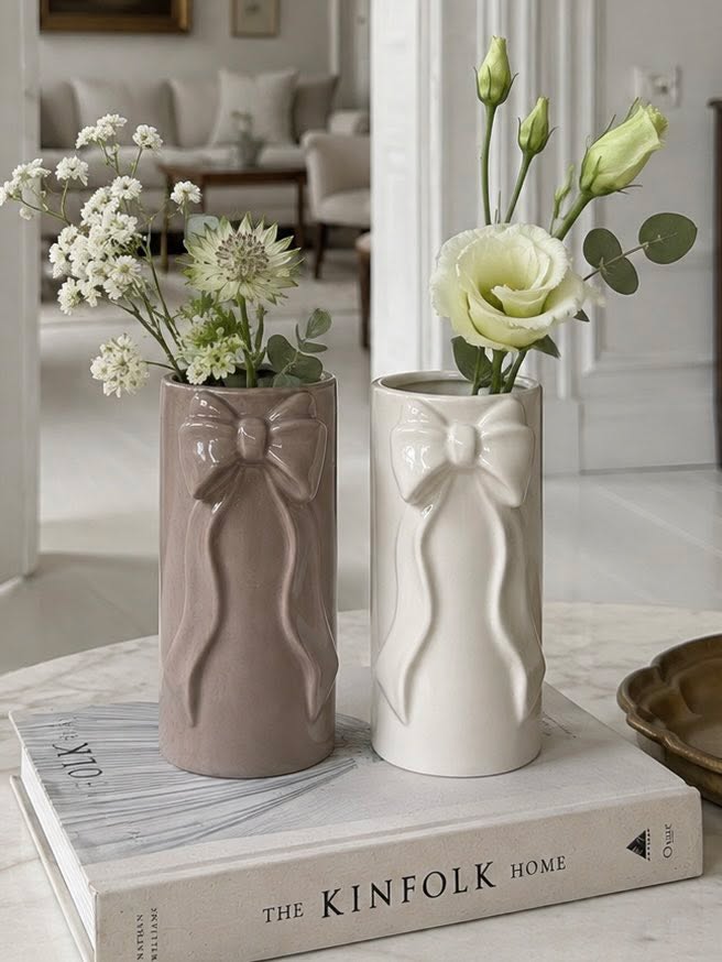 Vase mit Schleife - Altrosa