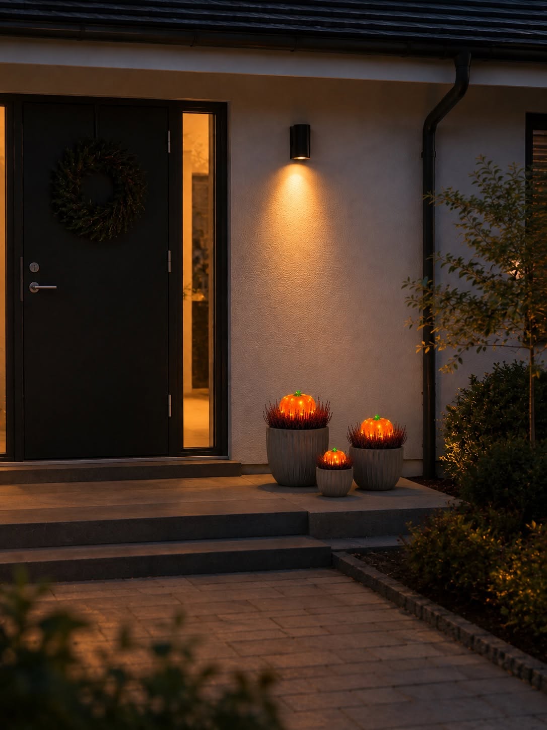 Kürbisse mit LED-Licht - Set mit 3 Stück