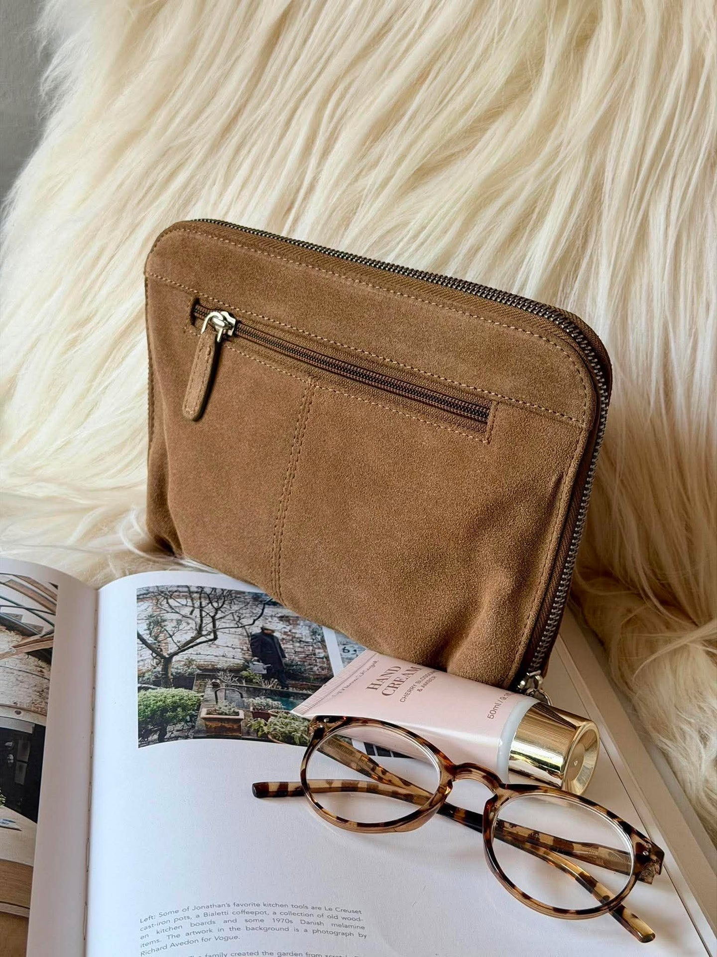 Clutch Wildleder Camel