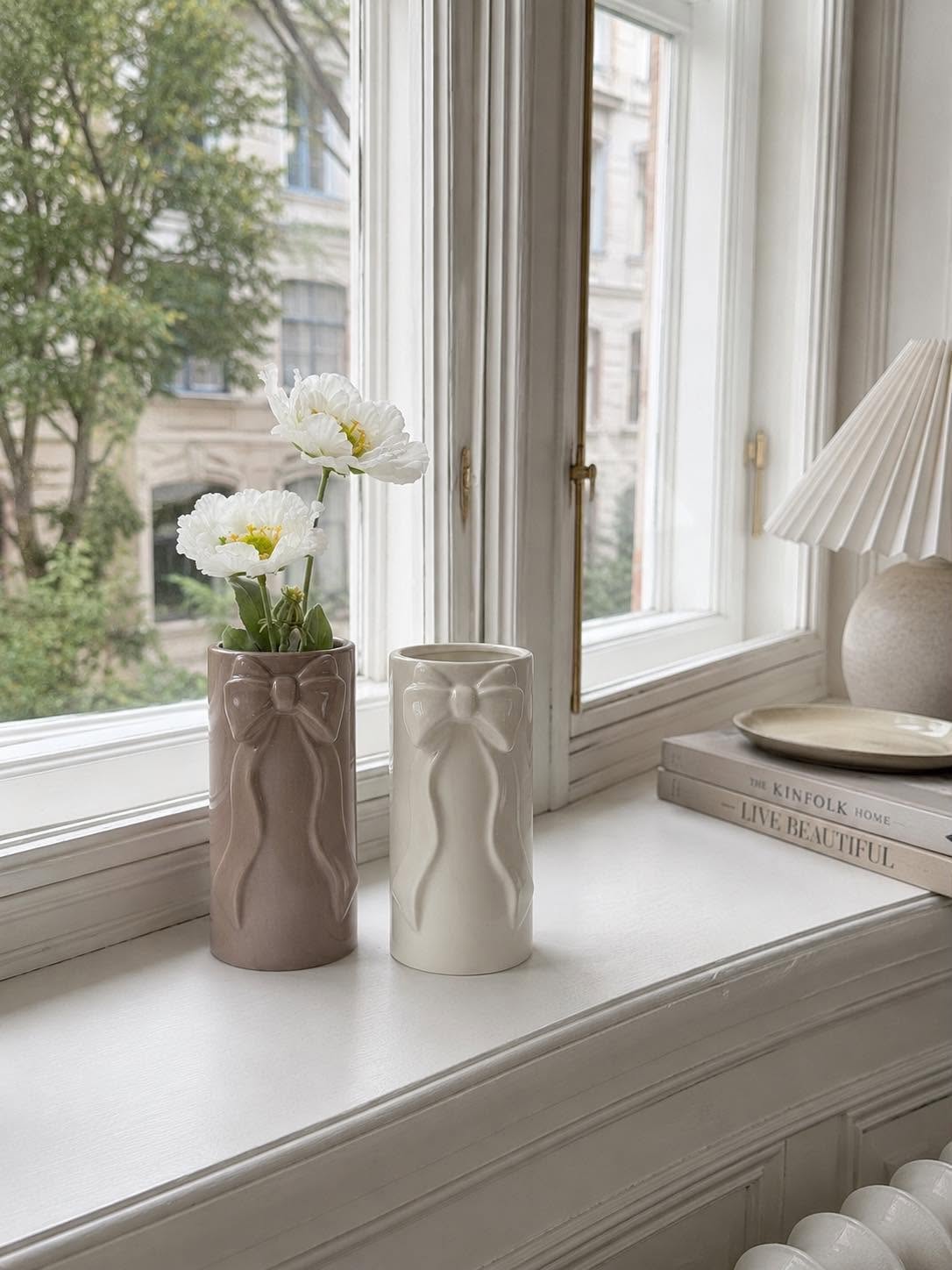 Vase mit Schleife - Altrosa