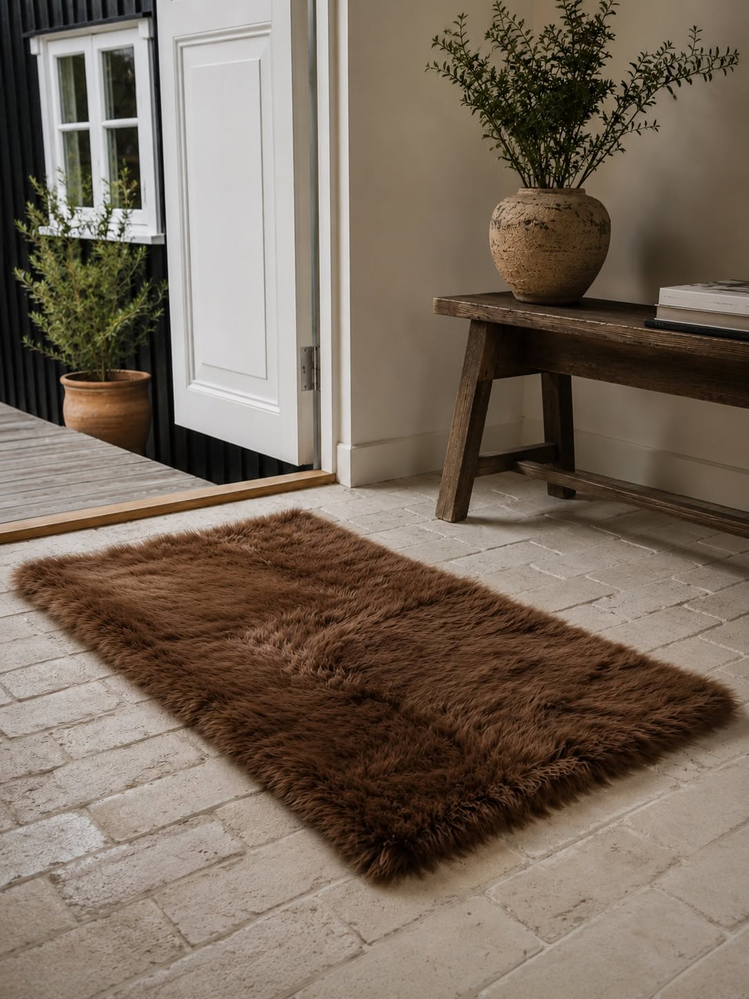 Teppich aus Lammfell 70x140 - Brown