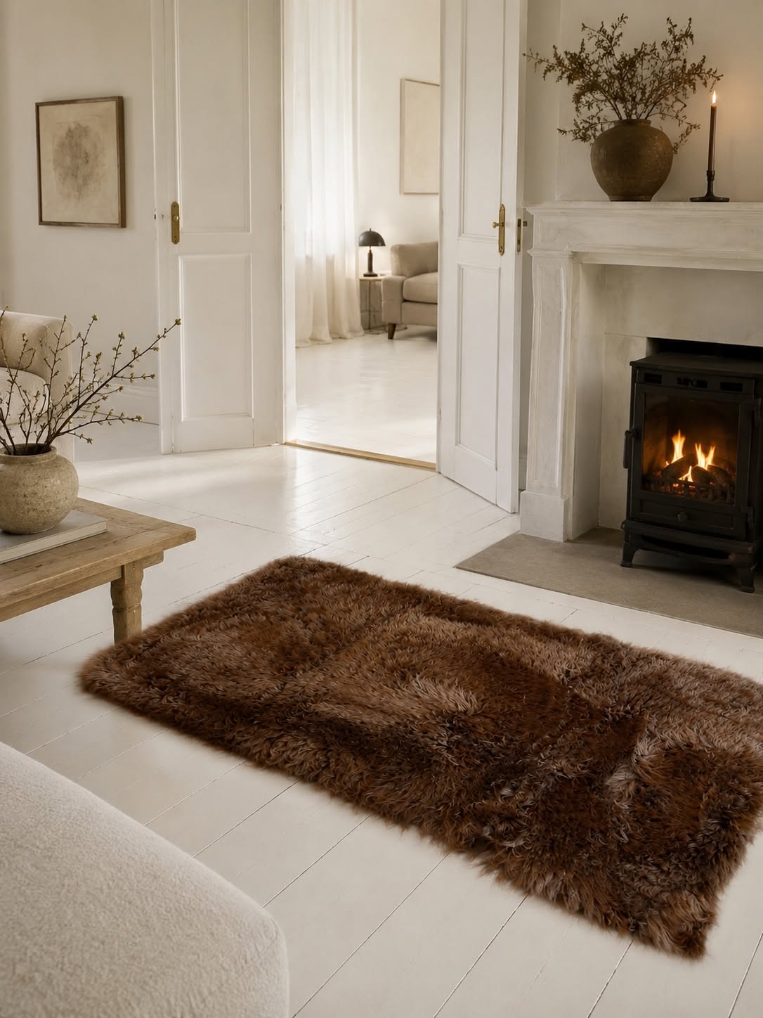 Teppich aus Lammfell 70x140 - Brown