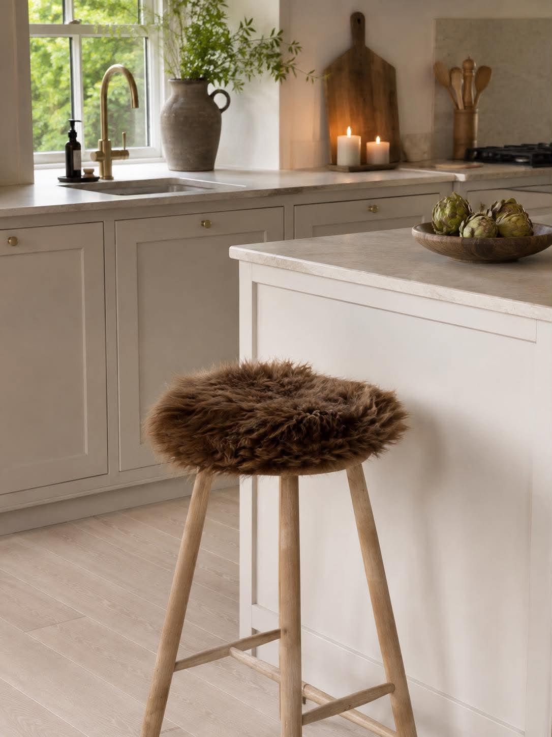Sitzfell Lammfell - Ø 34cm braun