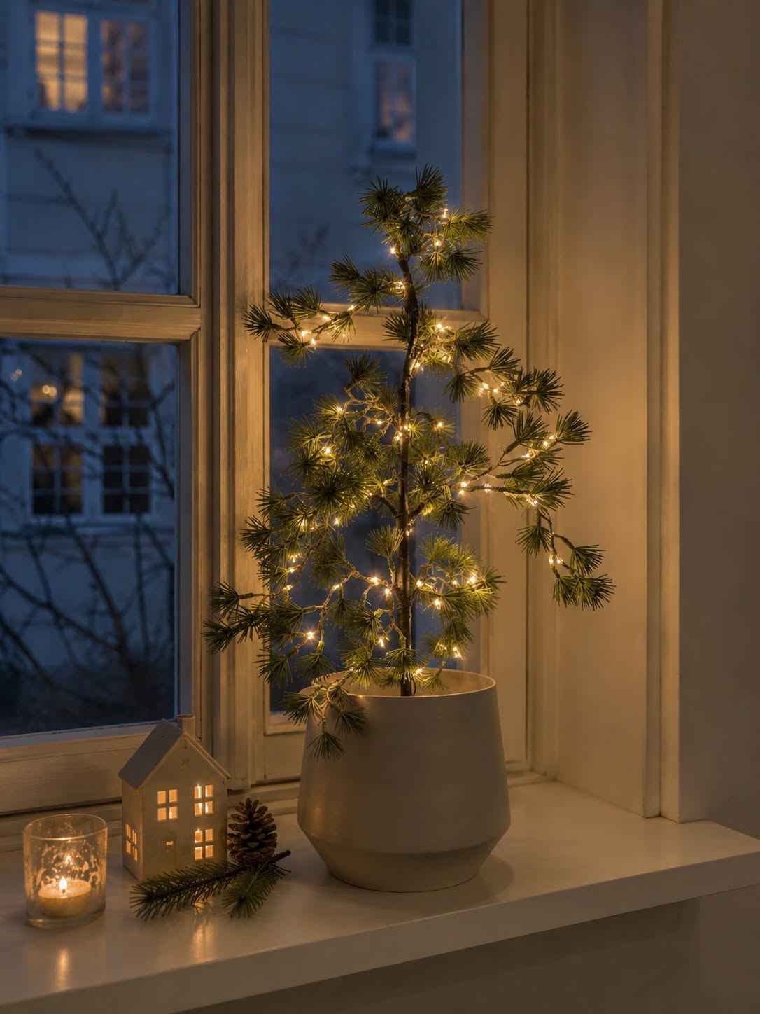 Zedernbaum mit Lichterkette - Für den Außenbereich geeignet