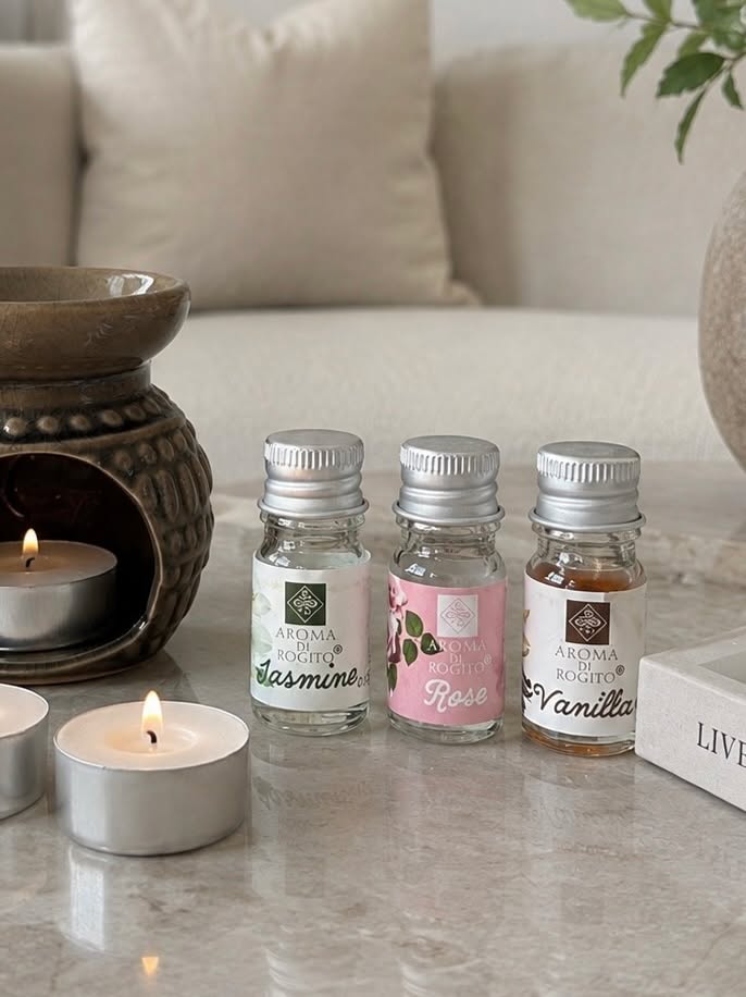 Aroma pakke med duftflasker Jasmin, Roser og Vanilje