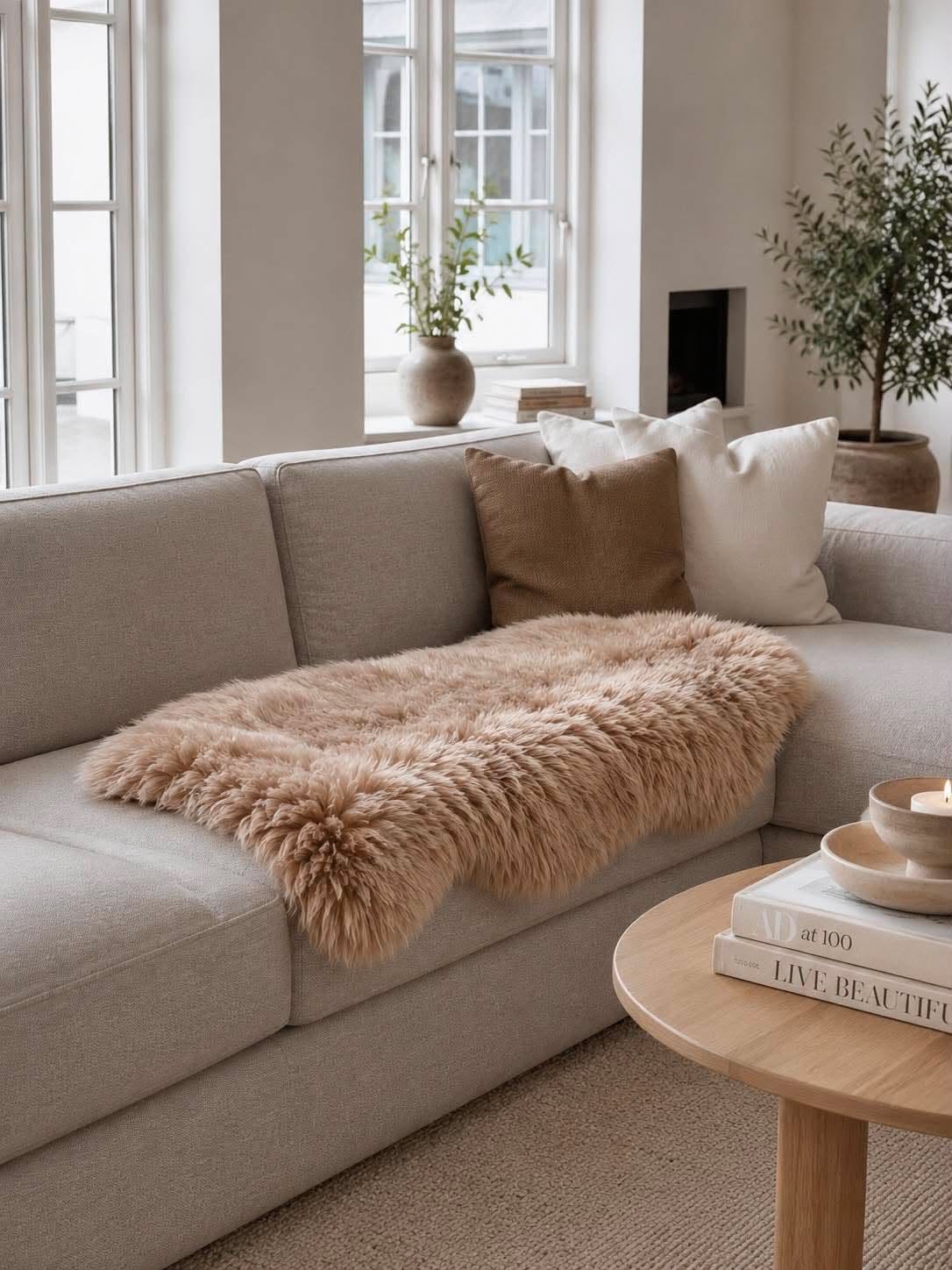 Lammfell – Taupe 140 cm