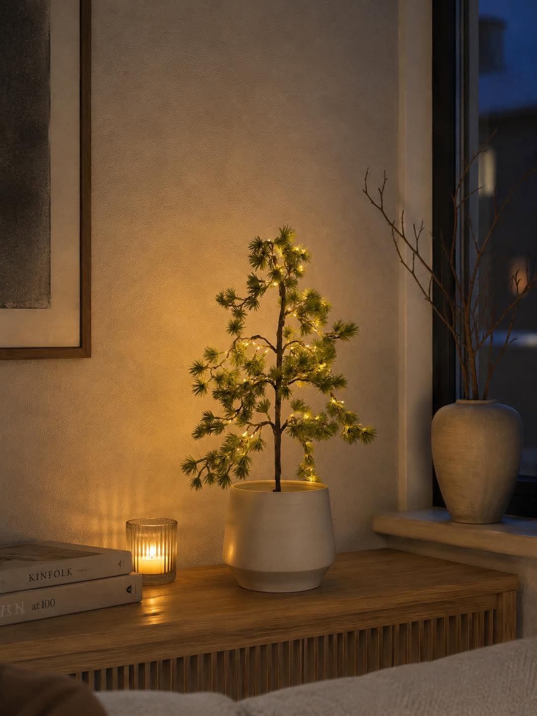 Zedernbaum mit Lichterkette - Für den Außenbereich geeignet