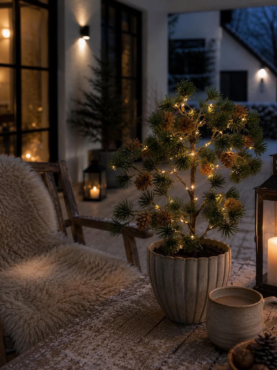 Zedernbaum mit Lichterkette - Für den Außenbereich geeignet