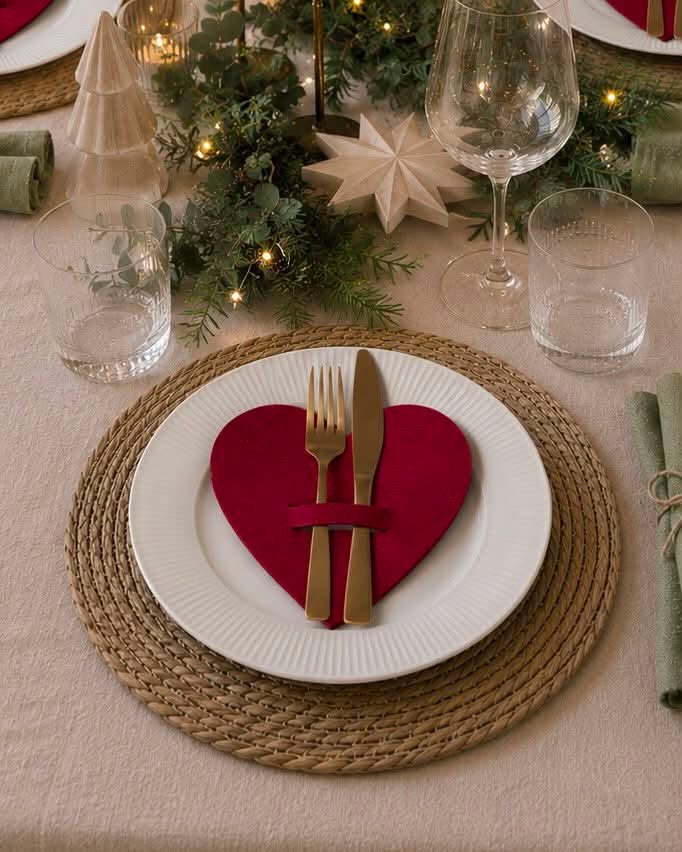 Weihnachtsherzen zur Tischdekoration - Rot 4 Stk