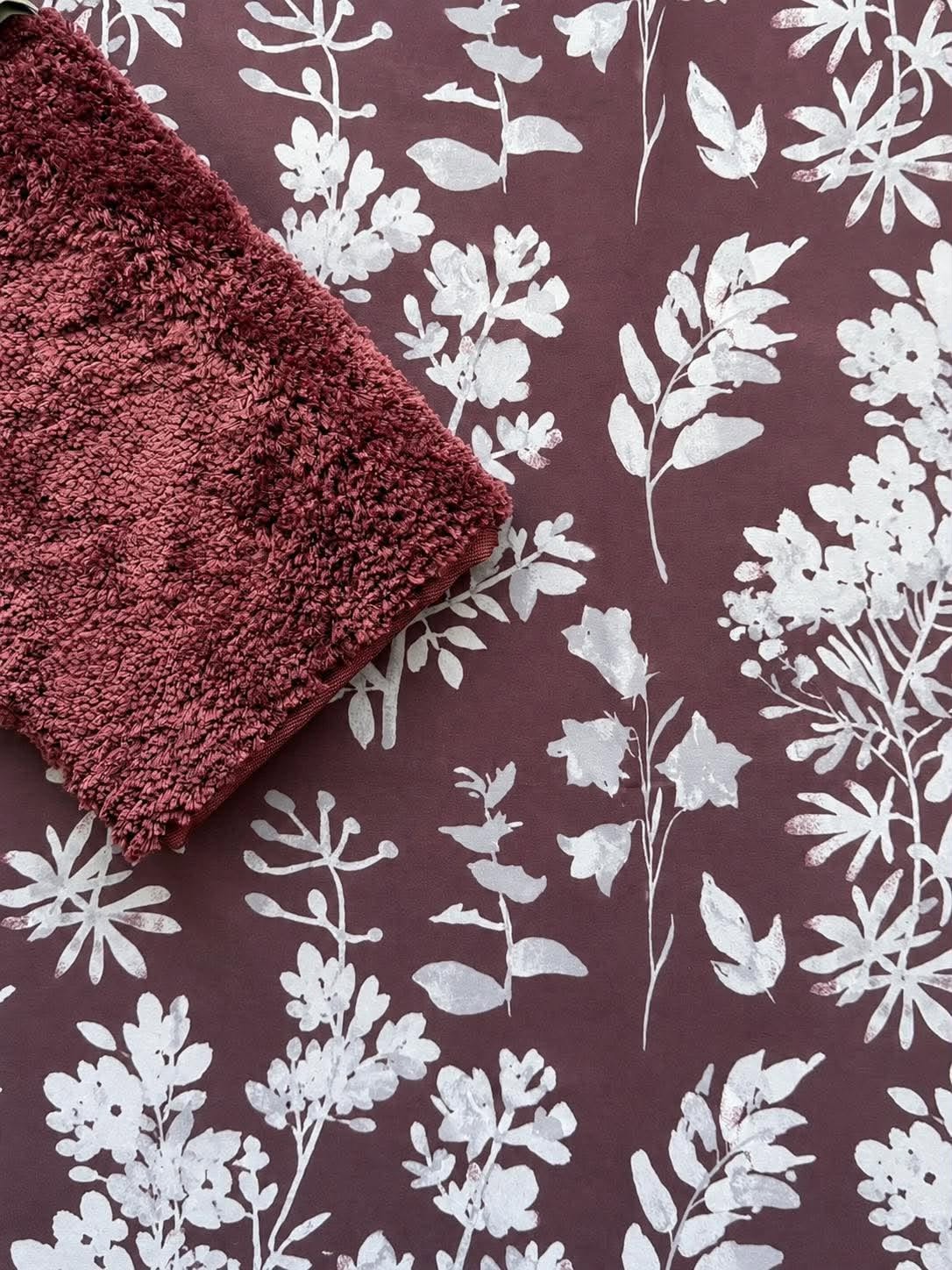 Badezimmerset: Duschvorhang & Badematte / Bordeaux