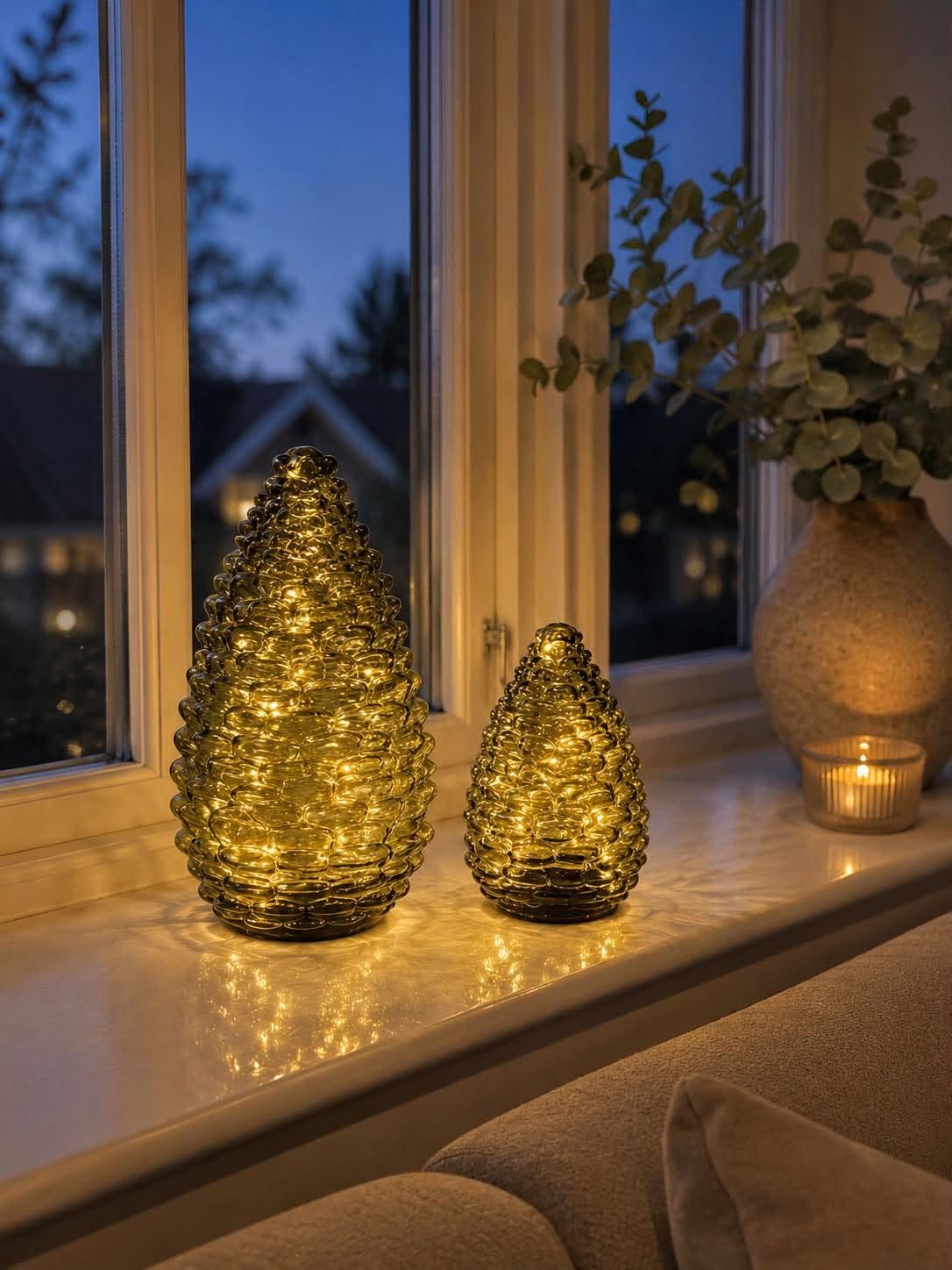 Tannenzapfen mit LED-Licht - Grün