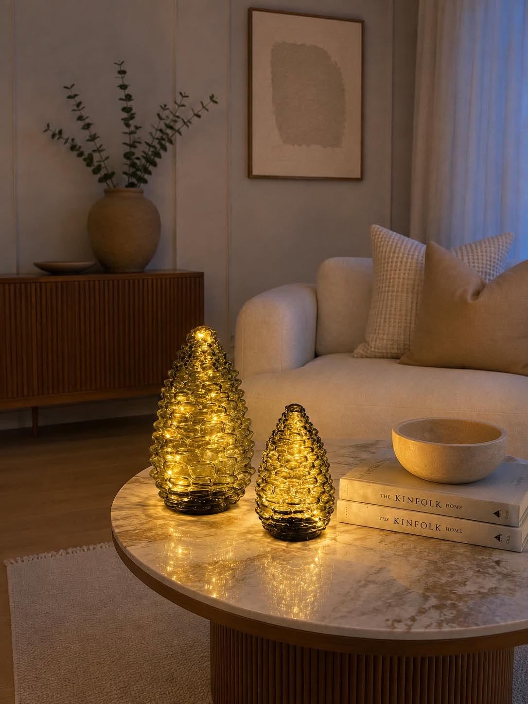 Tannenzapfen mit LED-Licht - Grün