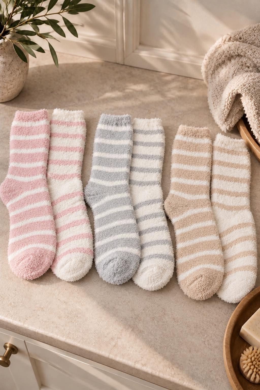 Socken 2 Paar COZY - Gestreiftes MIX