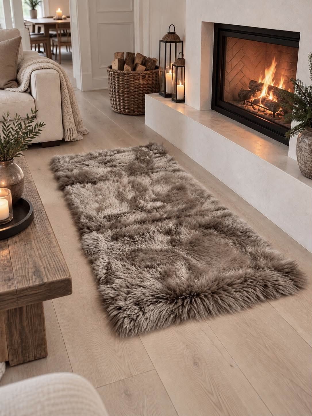 Teppich aus Lammfell - 70x140 Mocca
