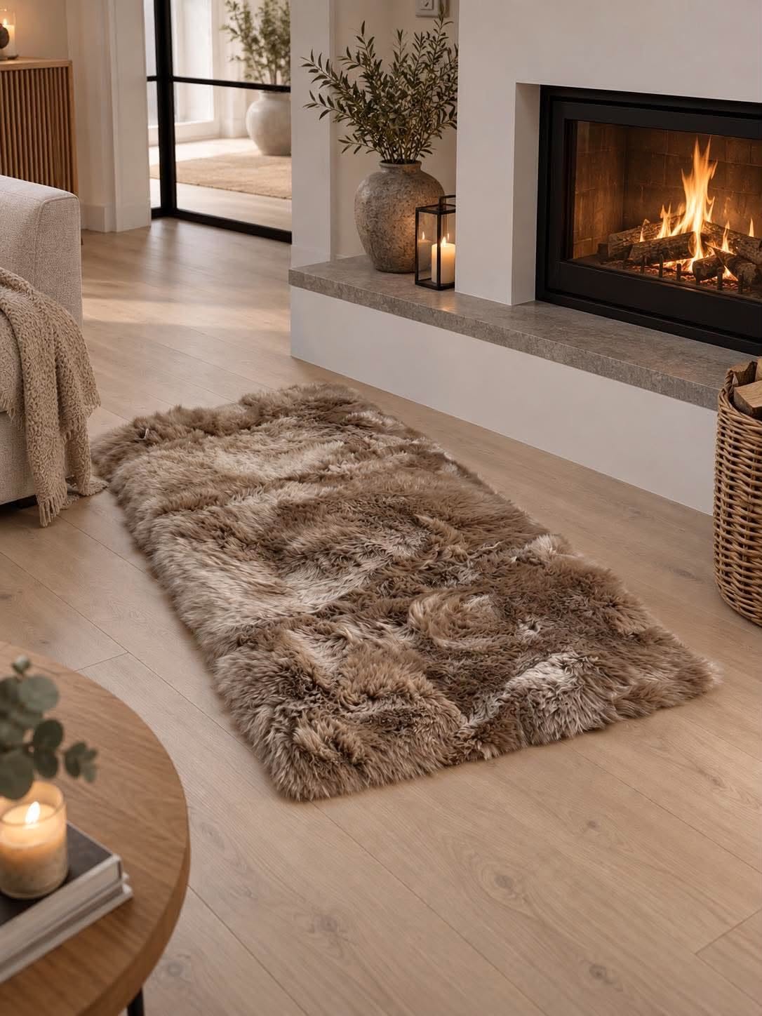 Teppich aus Lammfell - 70x140 Taupe