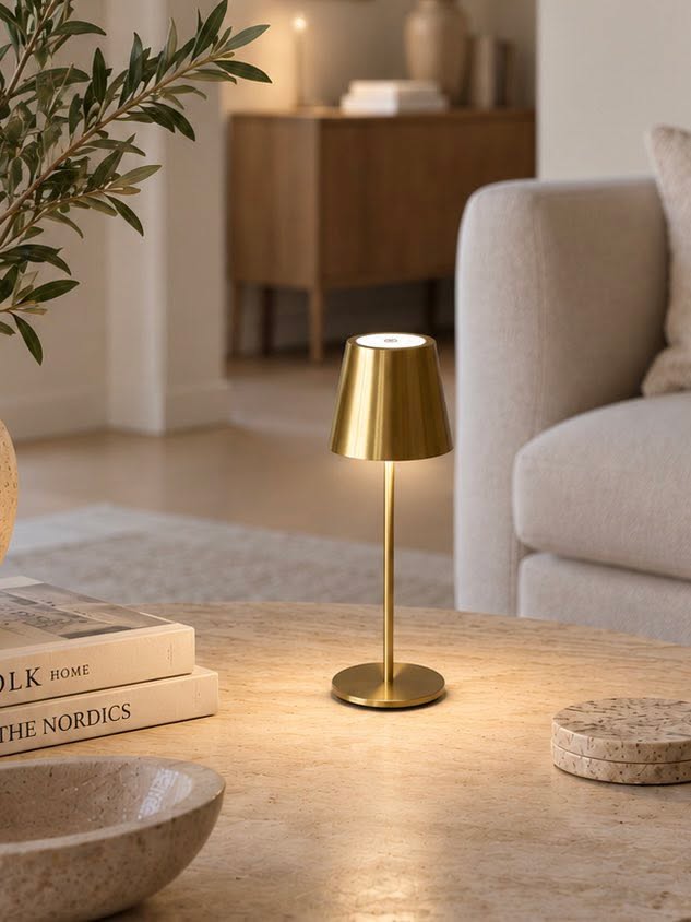 Mini LED Tischlampe wiederaufladbar – gold 24 cm