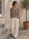 T-shirt Cozy Leinenmix - Brown