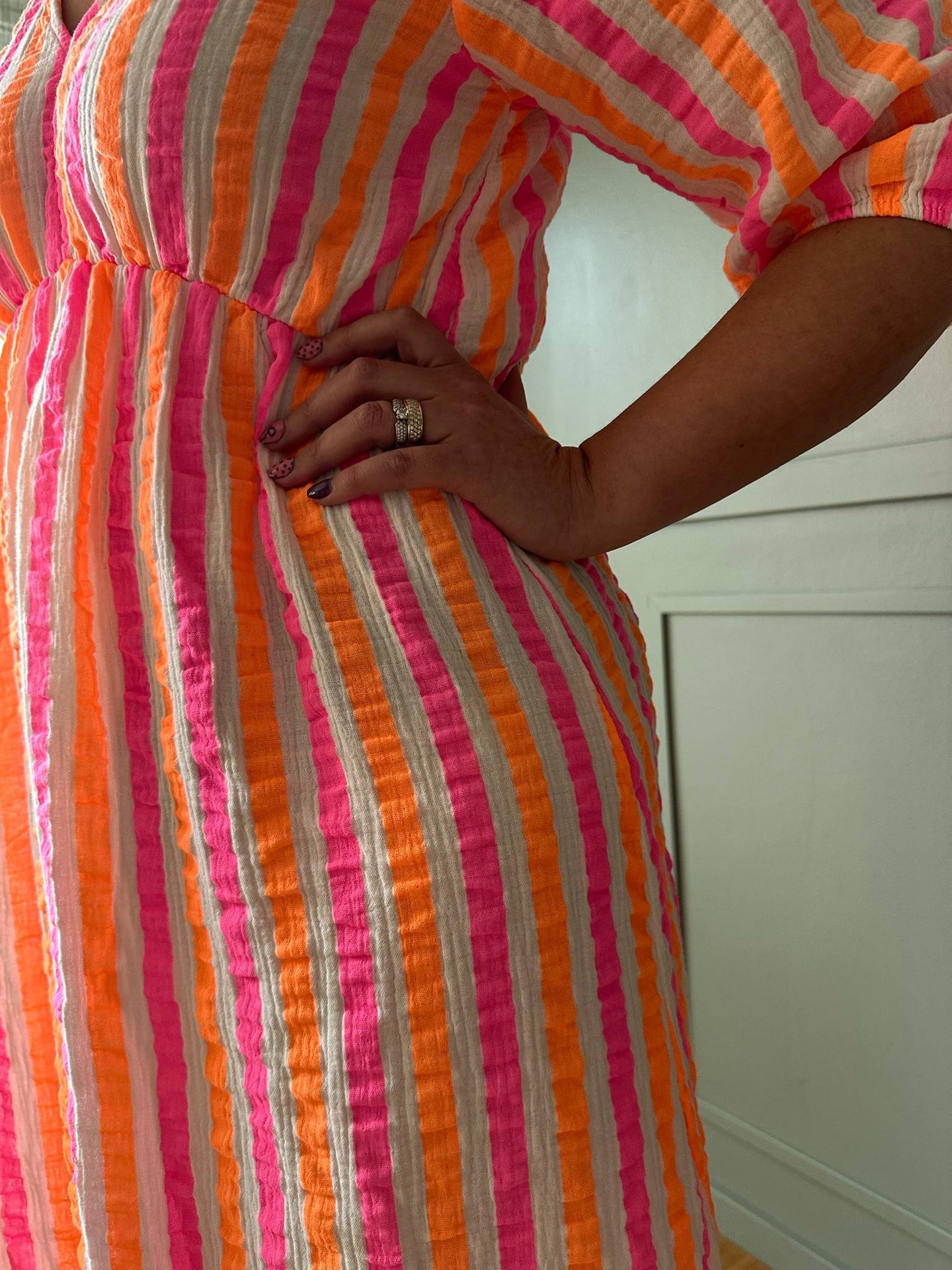 Kleid Andrea - Stripe Fuxia/Orange