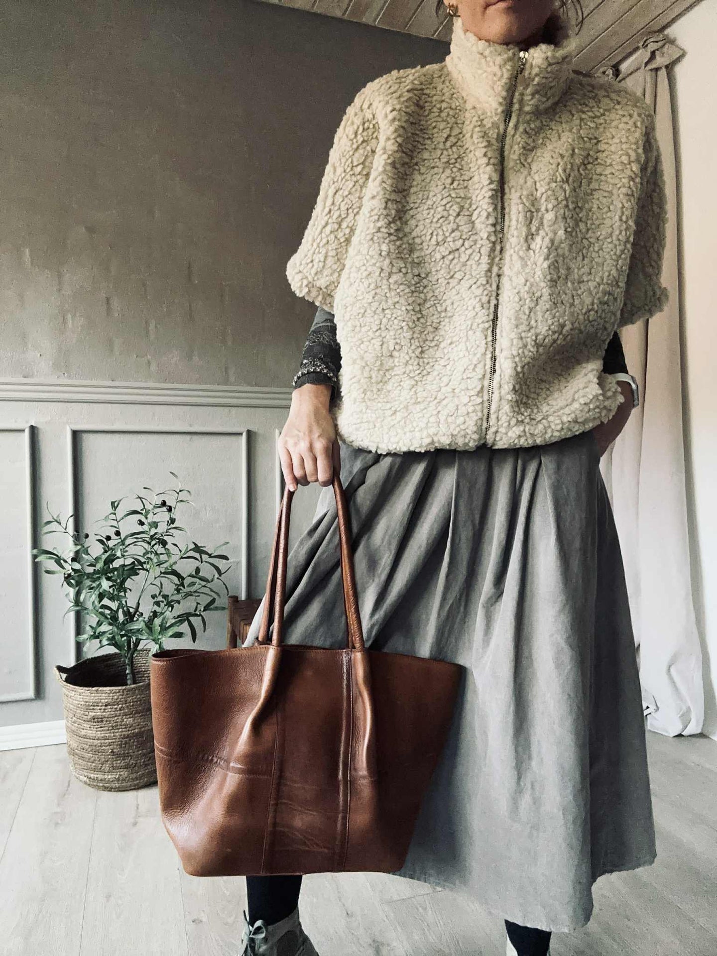 Teddy-Weste Beige