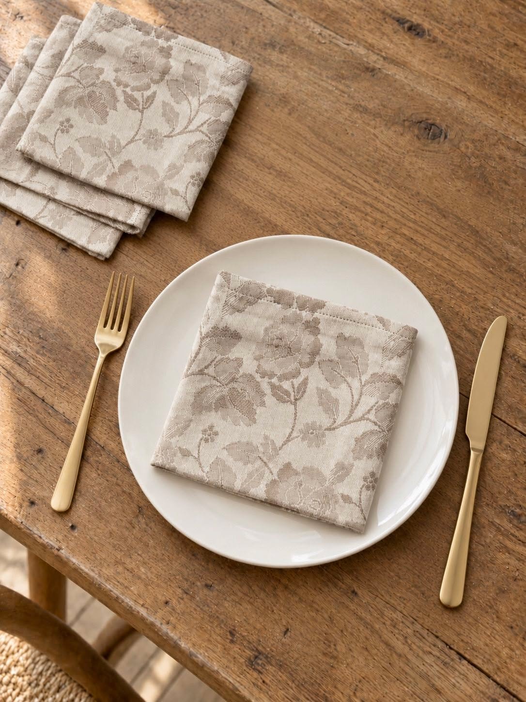 Mundservietter JACQUARD Sand - 4 stk