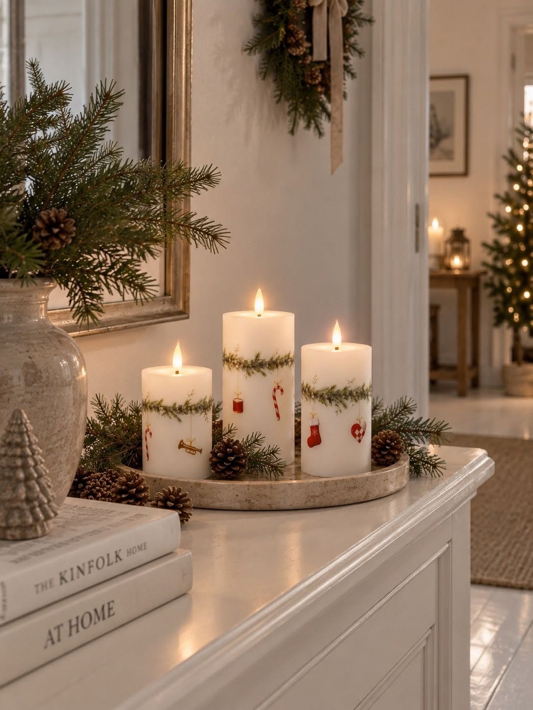 LED-Blockkerzen Weihnachten - Set aus 3 Stk.
