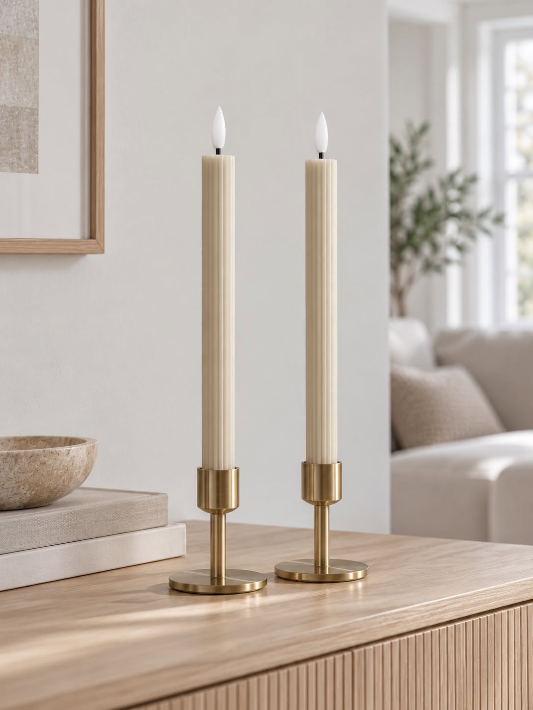 LED-Stabkerzen mit Rillen und Fernbedienung - Latte´
