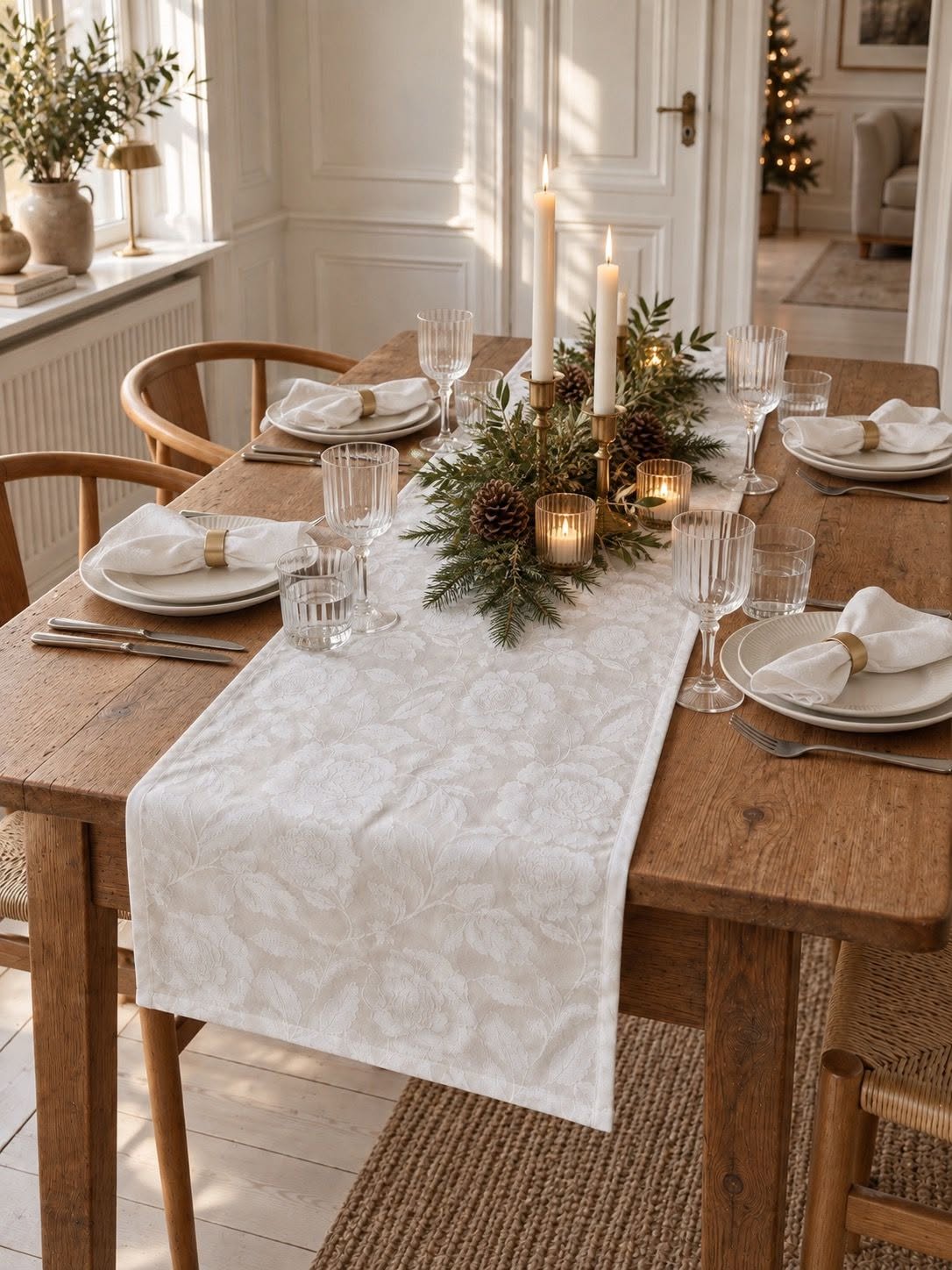 Bordløber JACQUARD hvid