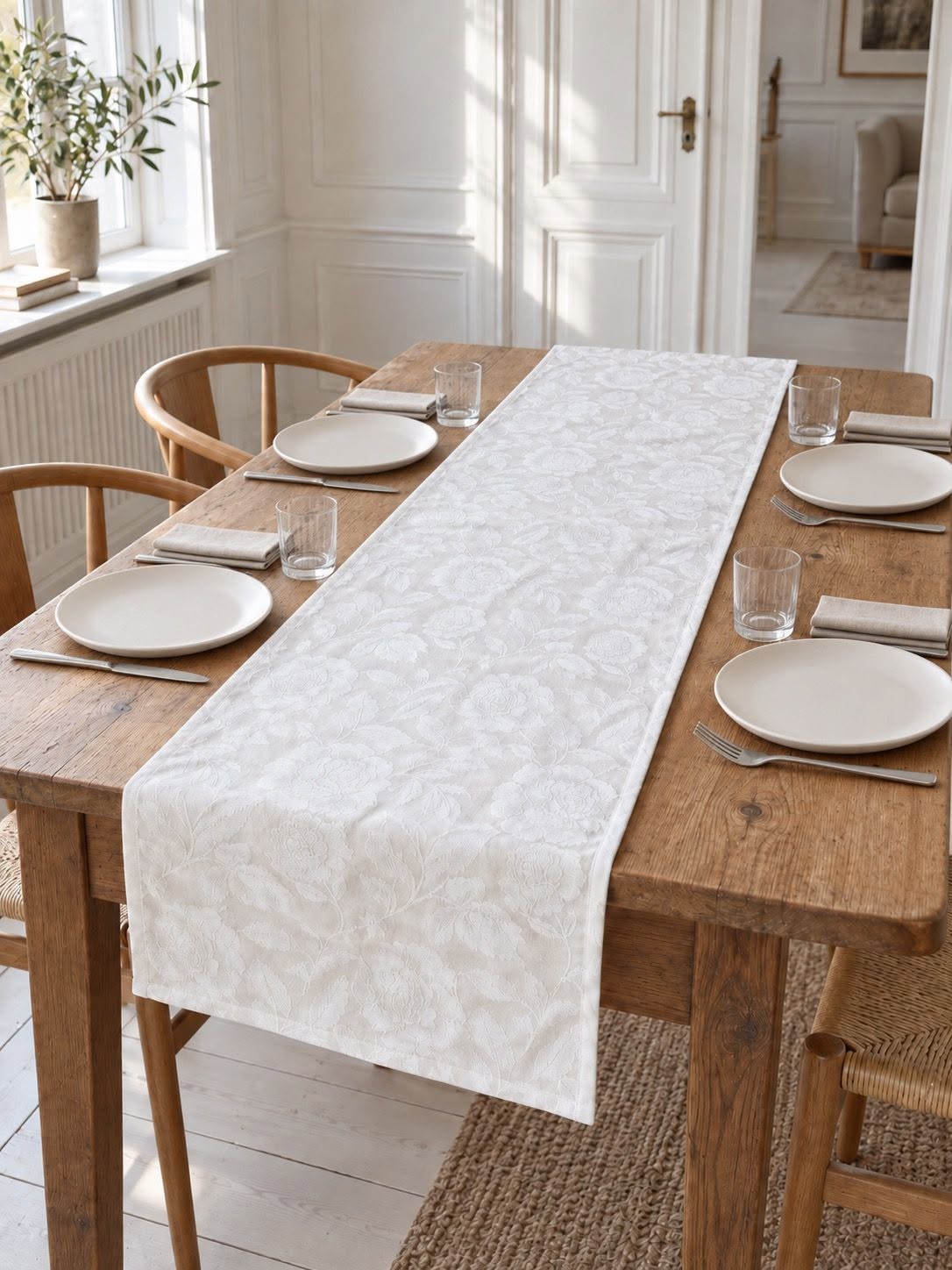 Bordløber JACQUARD hvid