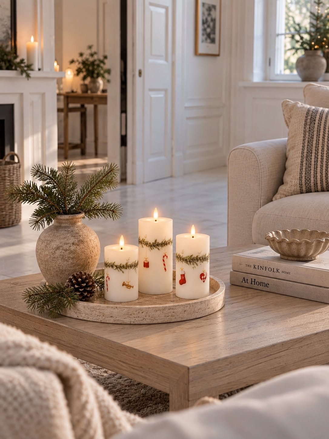 LED-Blockkerzen Weihnachten - Set aus 3 Stk.