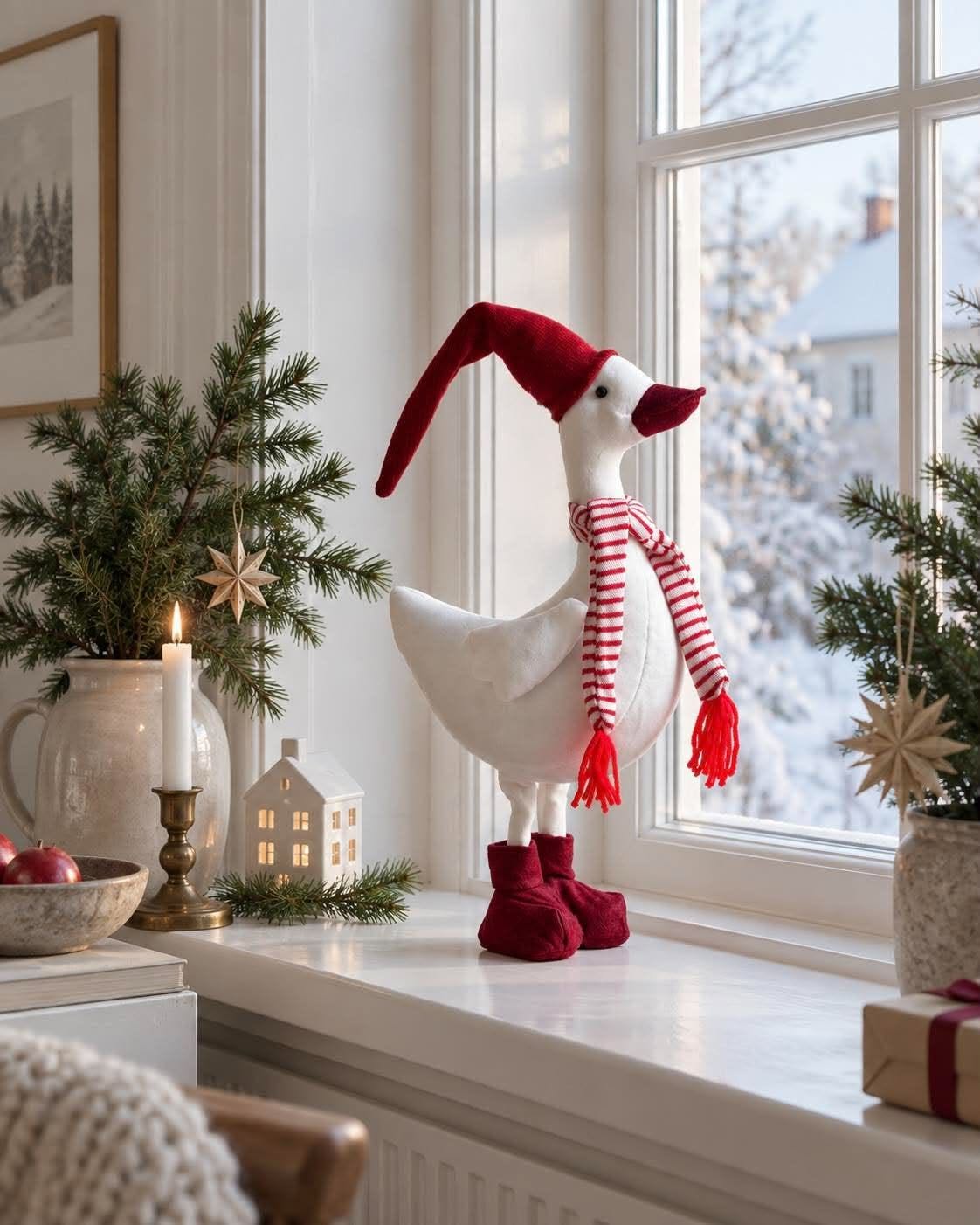 Weihnachtsente mit roter Mütze