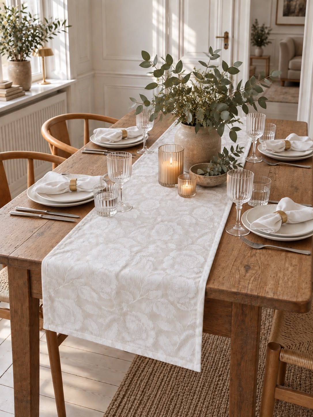 Bordløber JACQUARD hvid